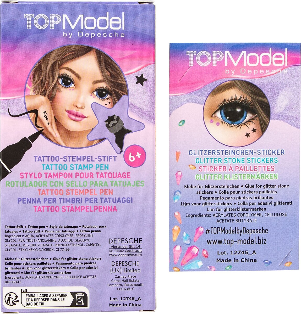 Top Model - Tattoo Pen Med Glitter Sten - Beauty And Me