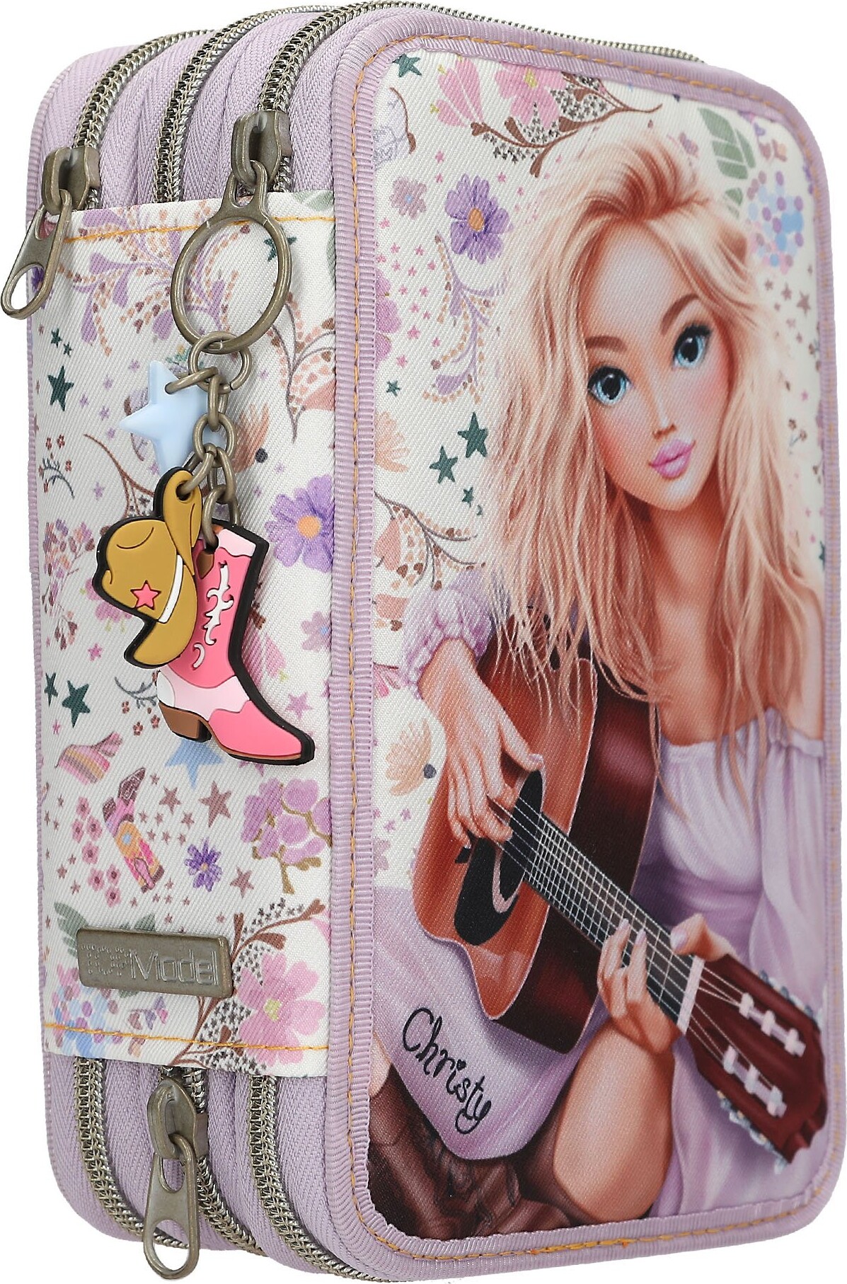 Top Model - Trippel Penalhus Med Indhold Til Børn - Candy - Creme Lilla