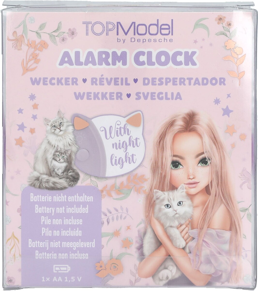 Top Model - Vækkeur Til Børn - Blooming Kitty - Lilla