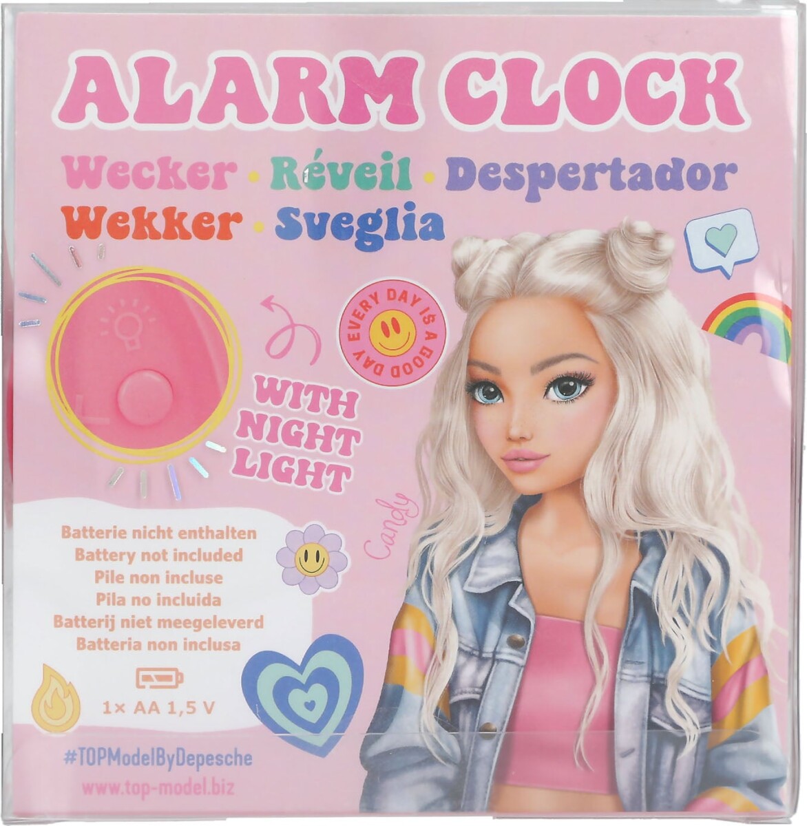 Top Model - Vækkeur Til Børn - Lys Pink - 11 Cm