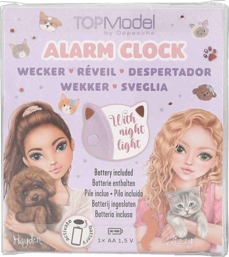 Top Model - Vækkeur Til Børn - Kitty And Doggy - Lilla