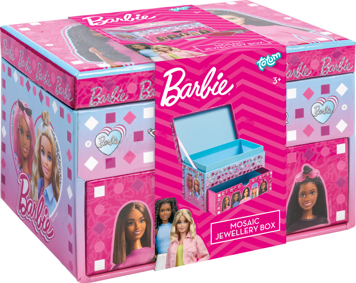 Barbie - Smykkeskrin Til Børn - Inkl Mosaik Klistermærker