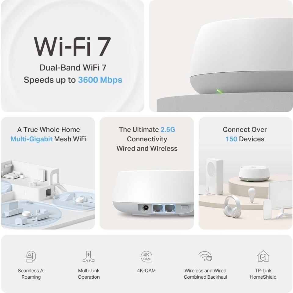 Tp-Link - Deco Be25 Be3600 Whole-Home Mesh Wi-Fi 7 System 2-Pack