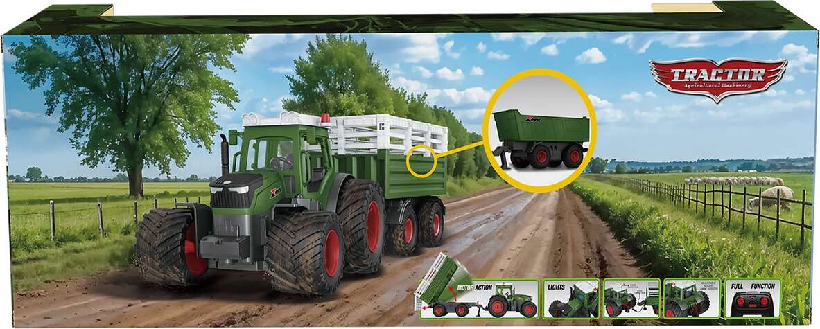 Mx - Tractor Z6951Aw - Fjernstyret Rc Traktor Med Trailer - Grøn