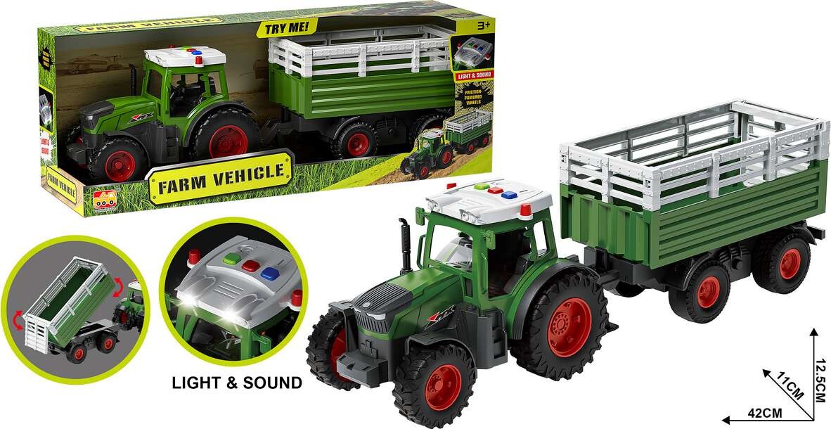 Mx - Legetøjstraktor Med Trailer - Farm Vehicle - 666-31A