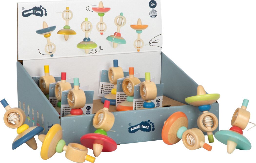 Træ Snurretop Stribet - Assorteret - 1 Stk