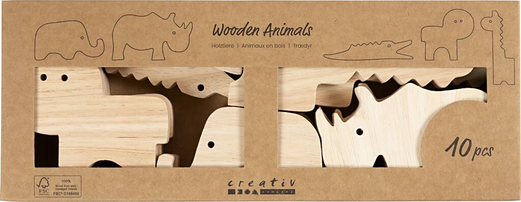 Trædyr - Safari - H 3-14 5 Cm - Tykkelse 2 Cm - 10 Stk