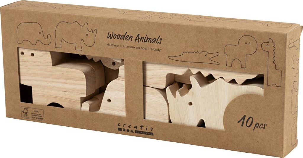 Trædyr - Safari - H 3-14 5 Cm - Tykkelse 2 Cm - 10 Stk