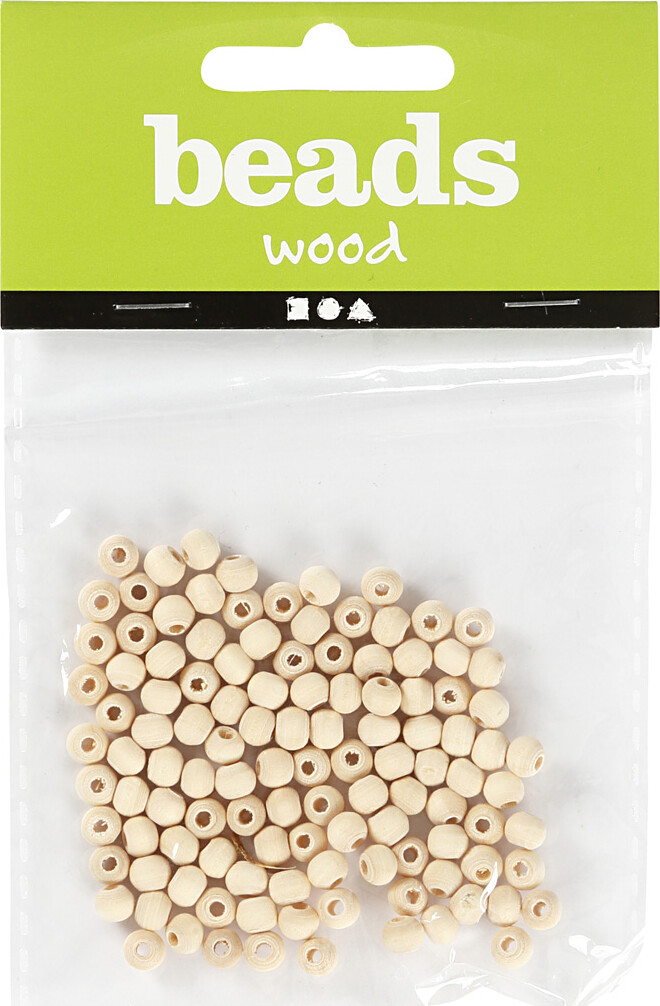 Træperler - Ø 5 Mm - Hulstr 1 5 Mm - 100 Stk