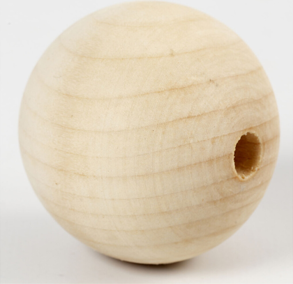Træperle - Ø 50 Mm - Hulstr 8 Mm - 20 Stk