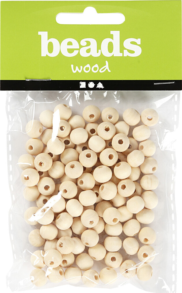 Træperler - Ø 8 Mm - Hulstr 2 Mm - 100 Stk