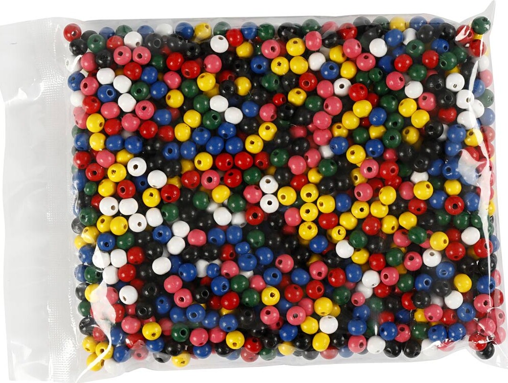 Træperlemix - Ø 8 - Hulstr 2 Mm - Assorterede Farver - 200 Stk