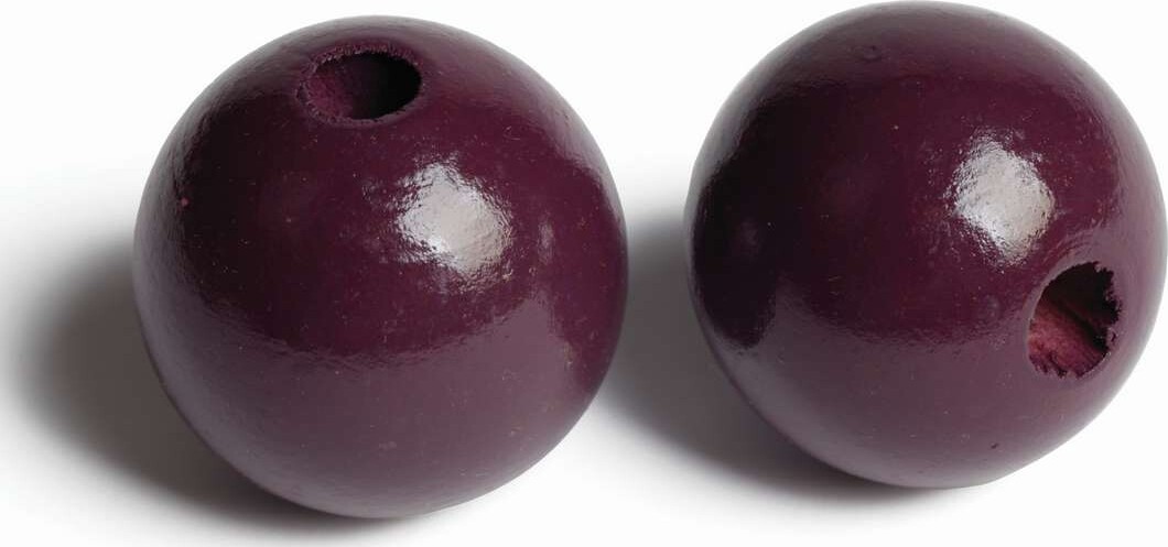 Træperler - 35 Mm - Aubergine - 20 Stk
