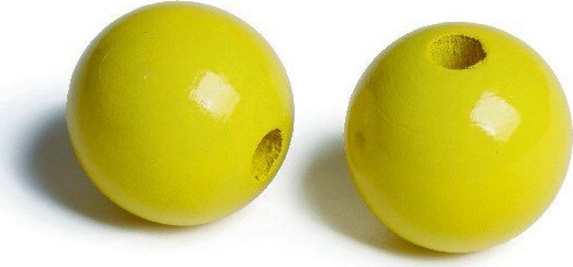 Træperler - 35 Mm - Gul - 20 Stk