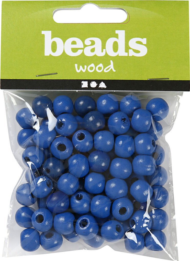 Træperler - Ø 12 Mm - Hulstr 3 Mm - Blå - 22 G