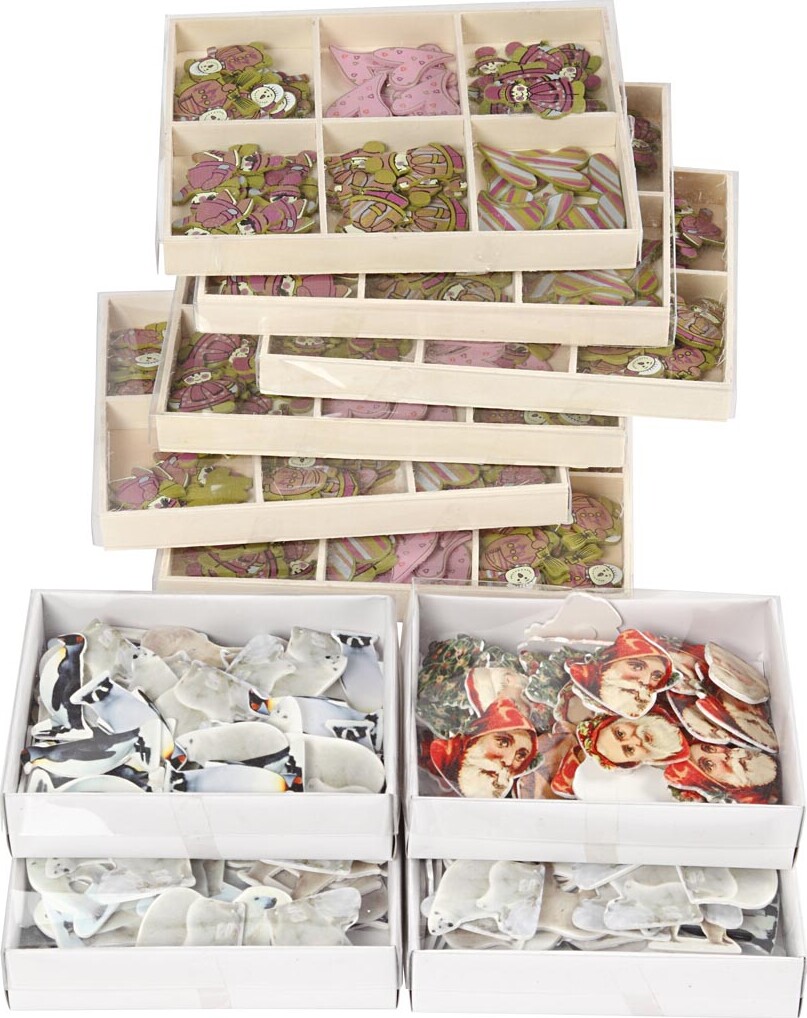 Træstickers - H 40-50 Mm - B 15-45 Mm - Indhold Kan Variere - 600 Stk