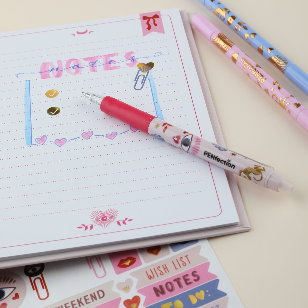 Penfection - Notesbog Til Børn - Inkl Kuglepenne - Metallic Gold