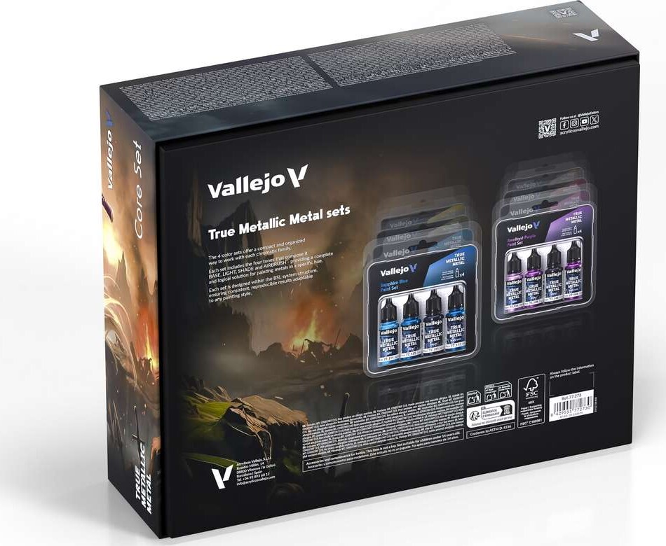 Vallejo 77273 - True Metallic Metal Core Set - Malingsæt 60X18 Ml