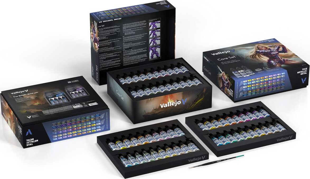 Vallejo 77273 - True Metallic Metal Core Set - Malingsæt 60X18 Ml