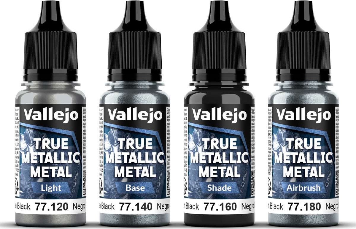 Vallejo 77270 - True Metallic Metal - Obsidian Black Paint 4X18 Ml