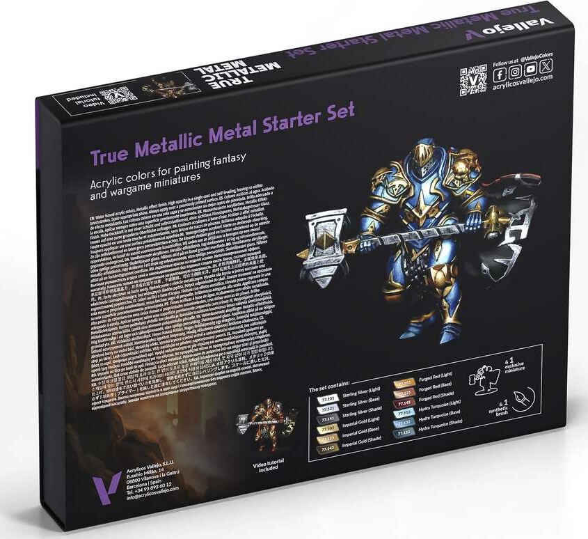 Vallejo 77272 - True Metallic Metal Starter Set - Fantasy 12X18 Ml