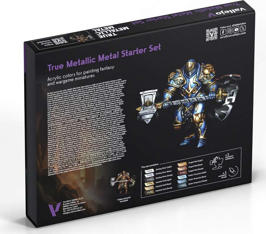 Vallejo 77272 - True Metallic Metal Starter Set - Fantasy 12X18 Ml
