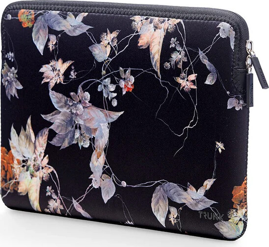 Trunk - Computer Sleeve - 16 Tommer - Neopren - Sort Blomstret
