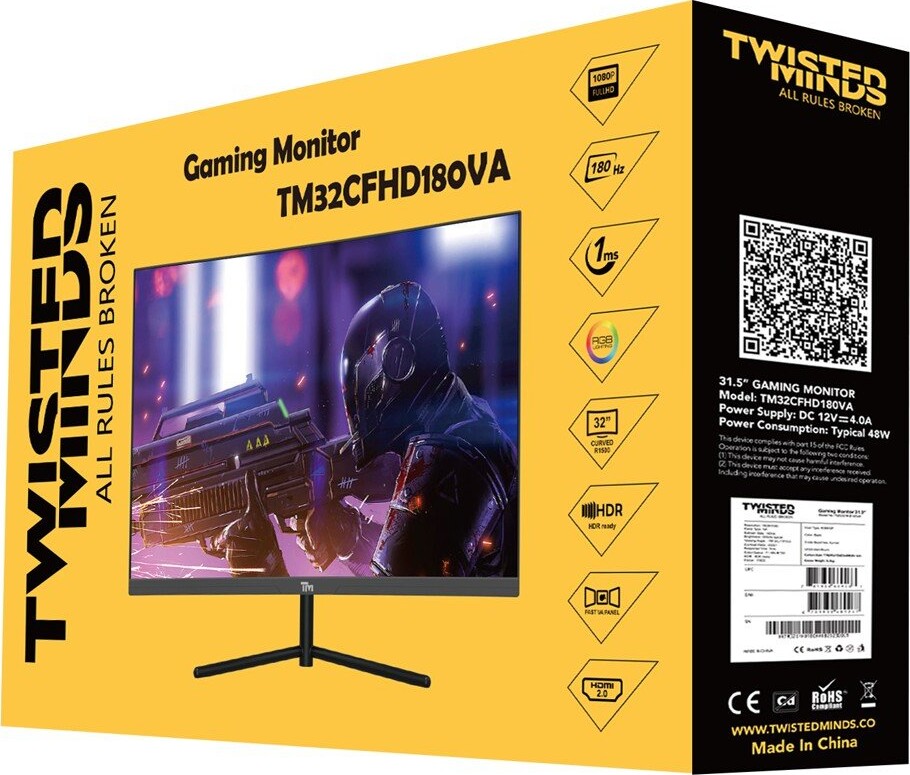 Twisted Minds - 32 Hdr R1500 Fhd 180Hz Va 1Ms Hdmi20 Gaming Monitor