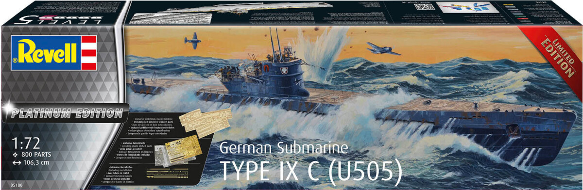 Revell - Tysk Ubåd Type Ix C U505 Model Byggesæt - 1 72 - 05180