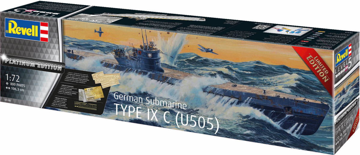Revell - Tysk Ubåd Type Ix C U505 Model Byggesæt - 1 72 - 05180