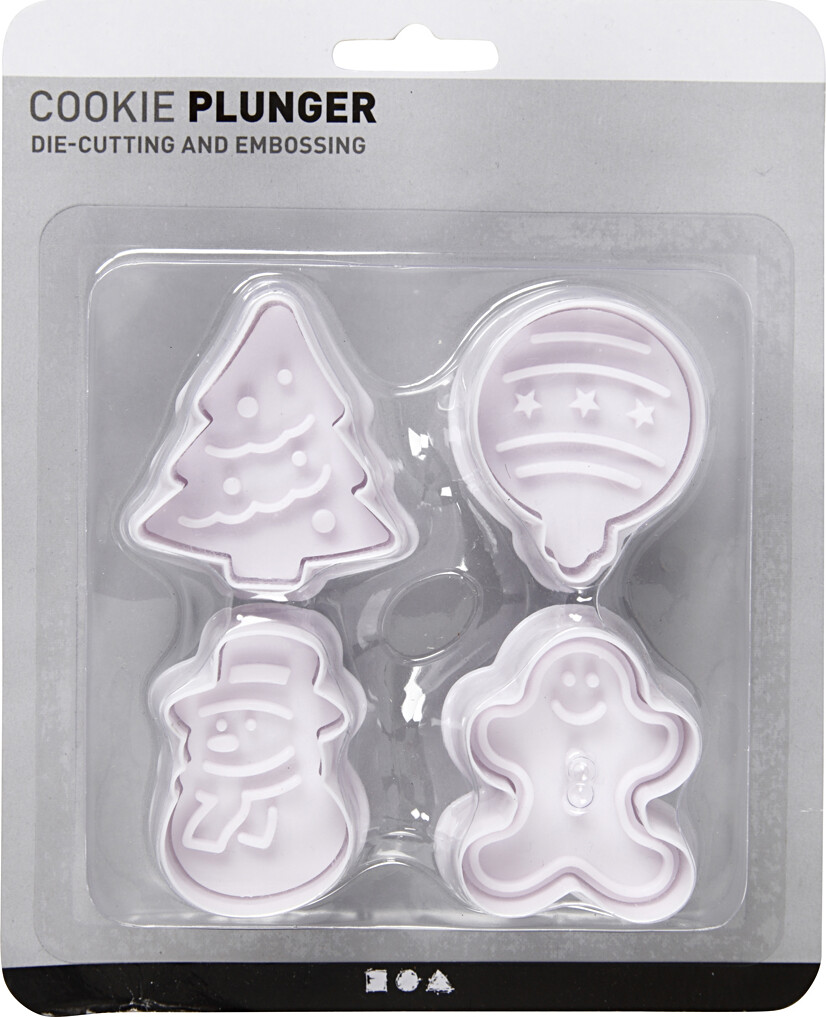 Jule Udstikkere - Juletræ Snemand Kagemand Og Kugle