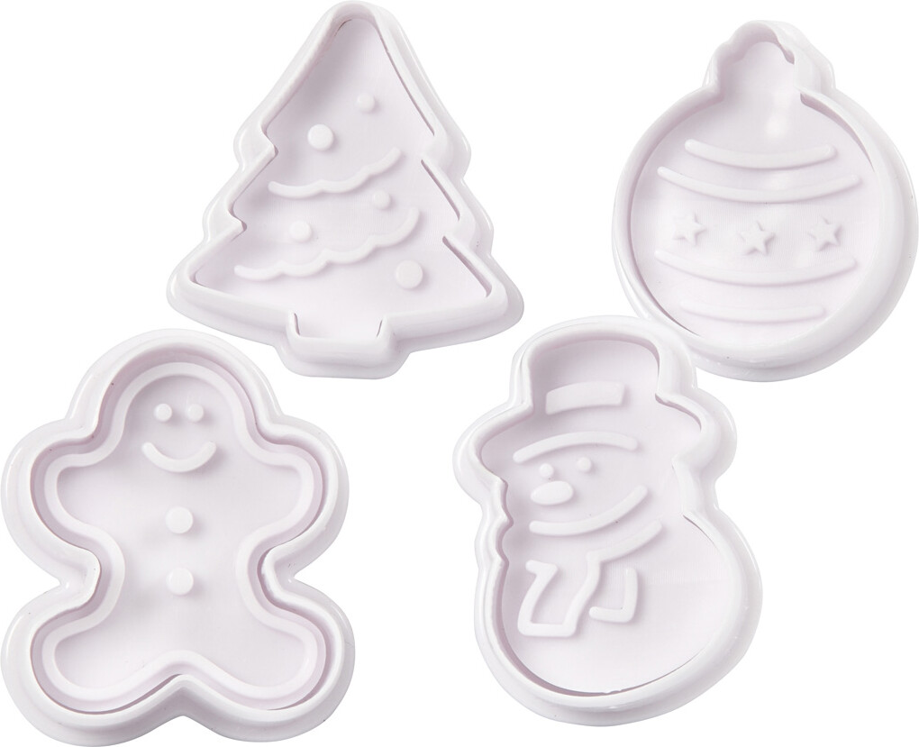 Jule Udstikkere - Juletræ Snemand Kagemand Og Kugle