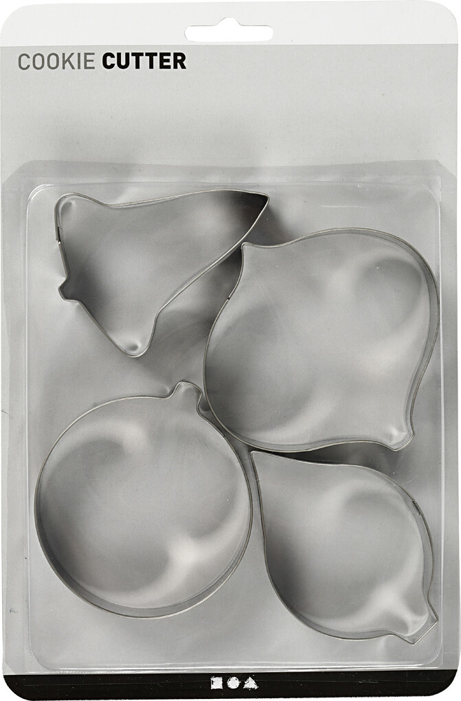 Jule Udstikkere - Klokke Kugle Dråbe Og Prisme - H 8 Cm