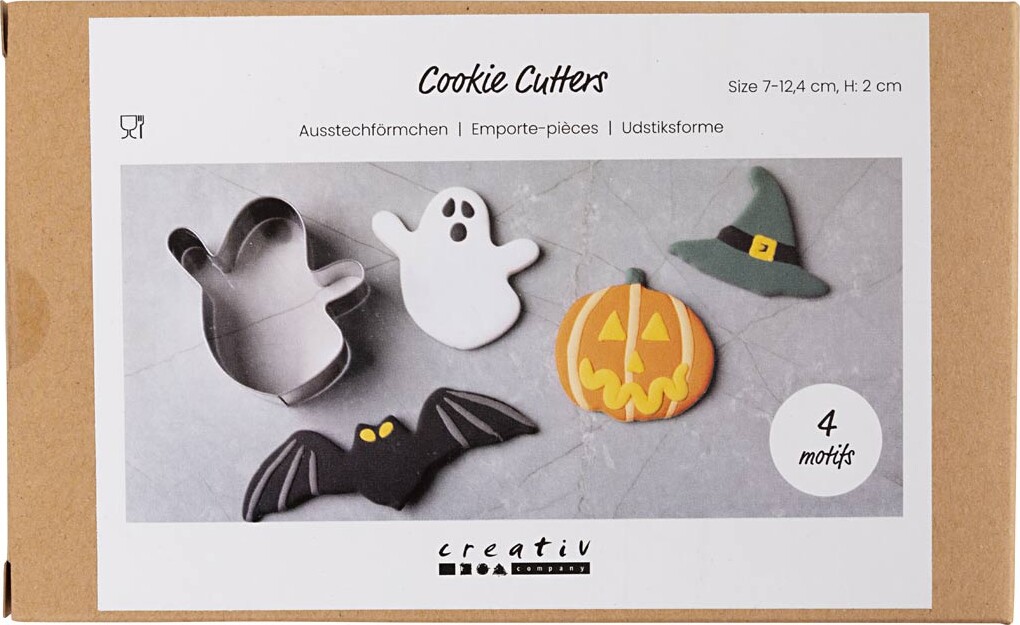 Udstiksforme - Spøgelse - Græskar - Heksehat - Flagermus - H 2 Cm - Str 7