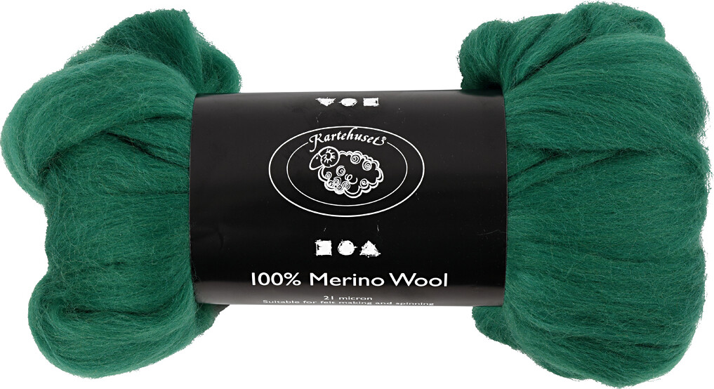 Merino Uld Garn - Tykkelse 21 My - Grøn - 100 G
