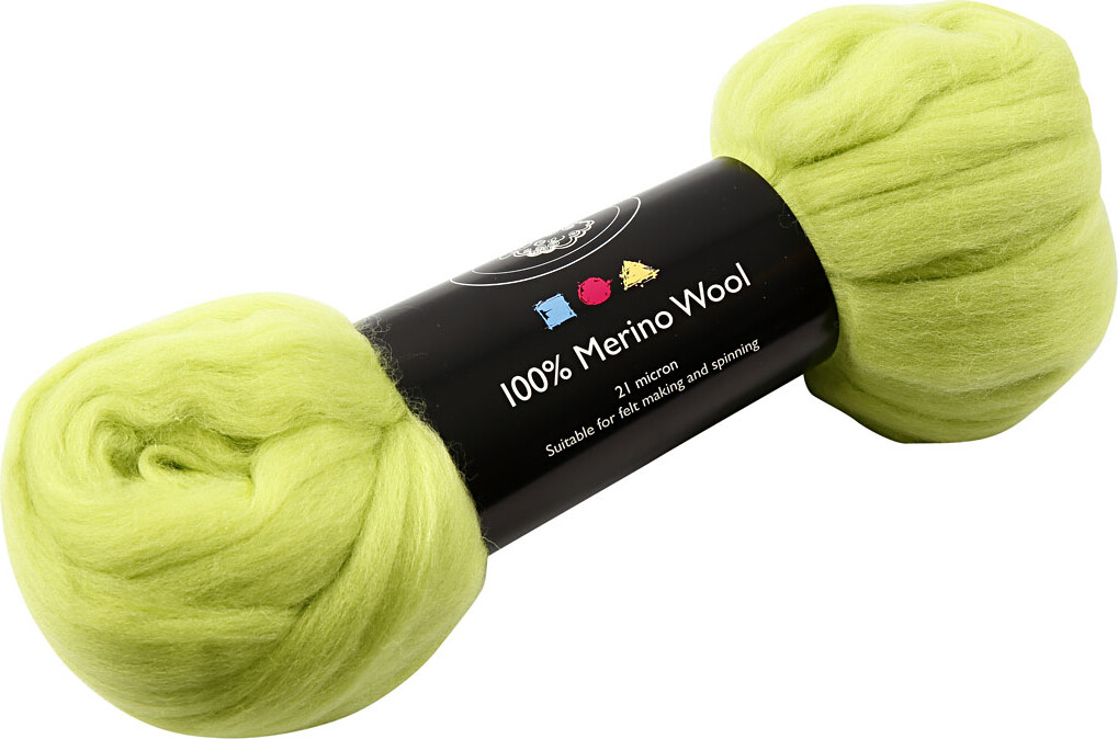 Merino Uld Garn - Tykkelse 21 My - Limegrøn - 100 G