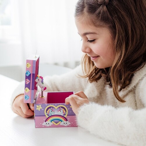 Enhjørning Smykkeskrin Med Musik - Lilla Og Pink