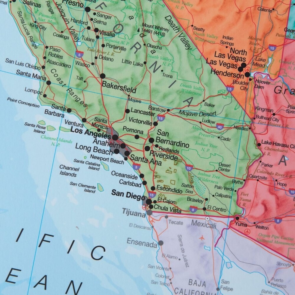 Usa Political Wall Map Laminated