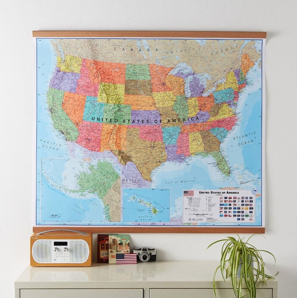 Usa Political Wall Map Laminated