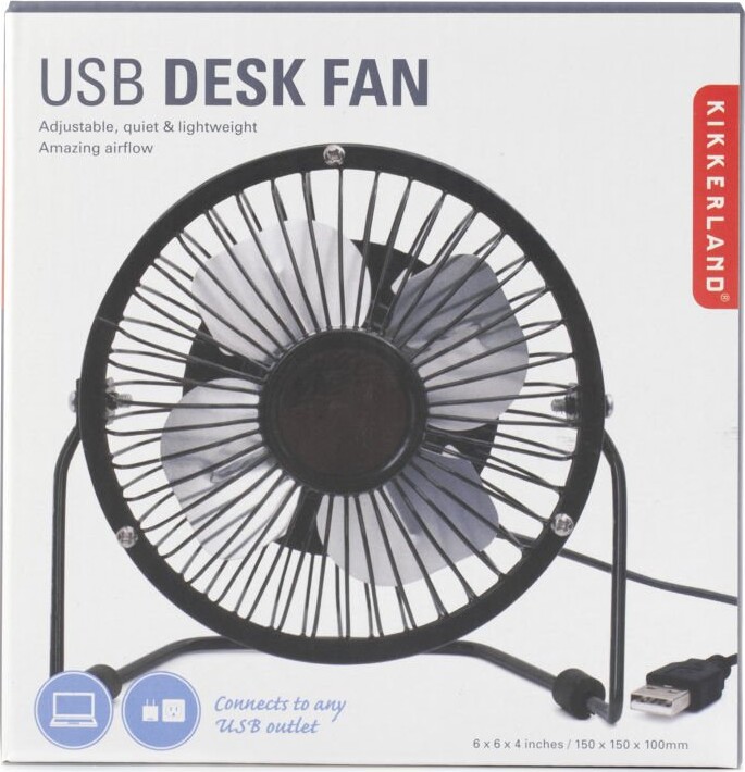 Mini Usb Ventilator - Kikkerland - Sort - 15 Cm