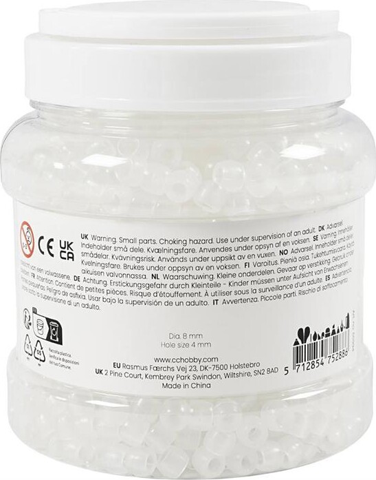 Uv-Perler - L 6 Mm - Ø 8 Mm - Hulstr 4 Mm - Assorterede Farver - 700Ml -