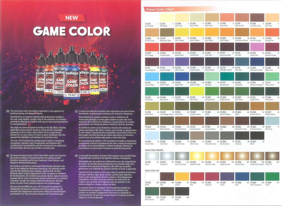Vallejo Cc266 - Game Color Og Xpress Color Chart - Farvekort