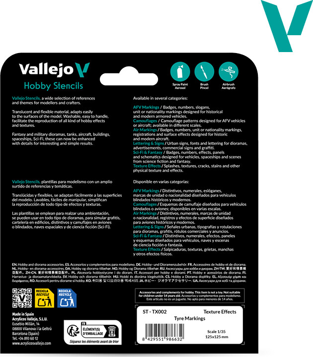Vallejo - Hobby Stencils - Maleskabelon - Dækaftryk