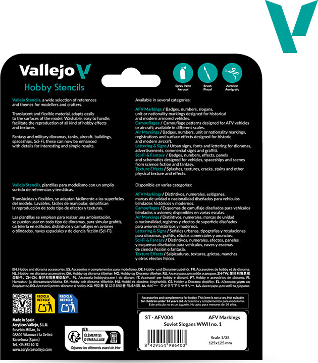 Vallejo - Hobby Stencils - Maleskabelon - Sovjetiske Slogans Wwii