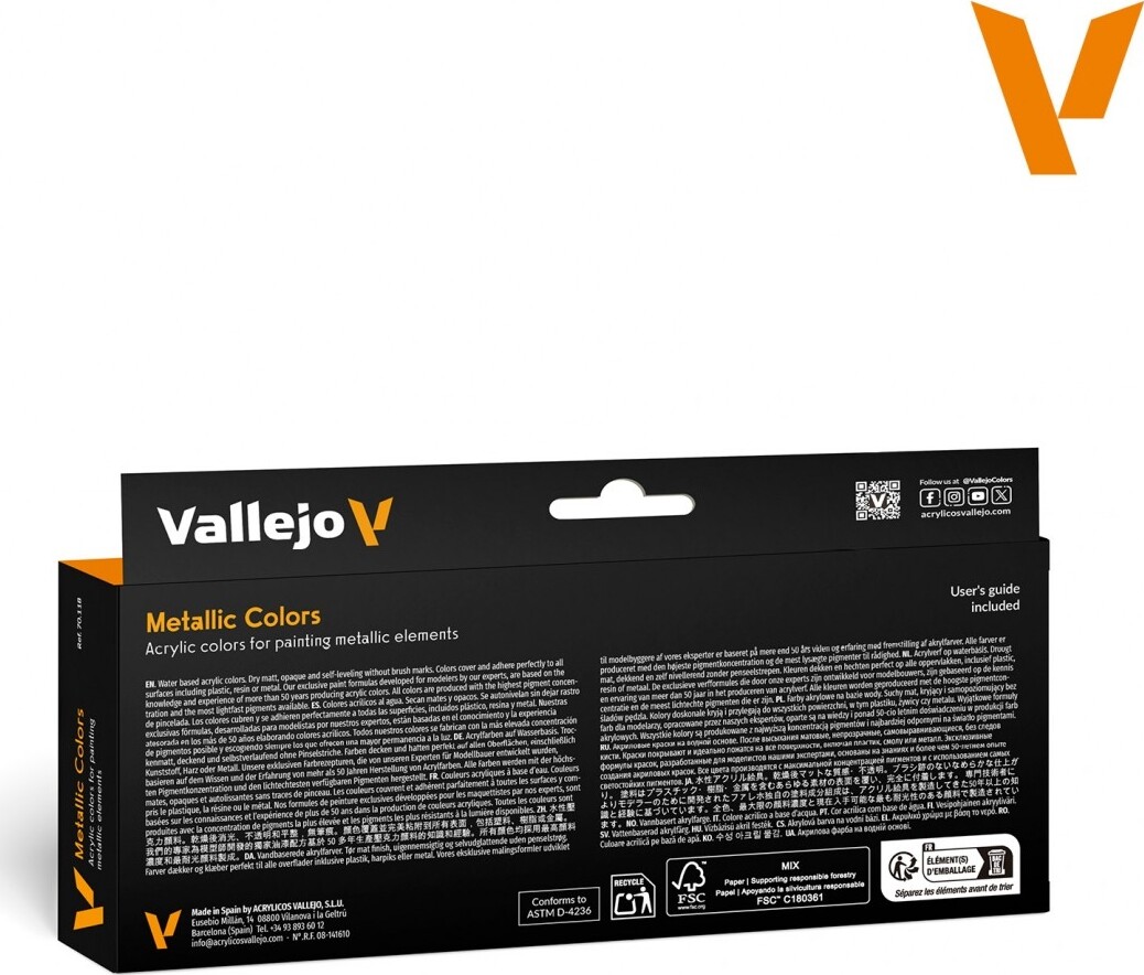 Vallejo - Model Color Maling Sæt - Metallic - 8X17 Ml