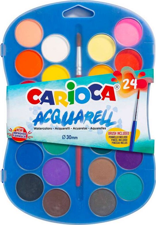 Akvarelfarver Sæt Med Pensel - Acquarell - 24 Farver - Carioca
