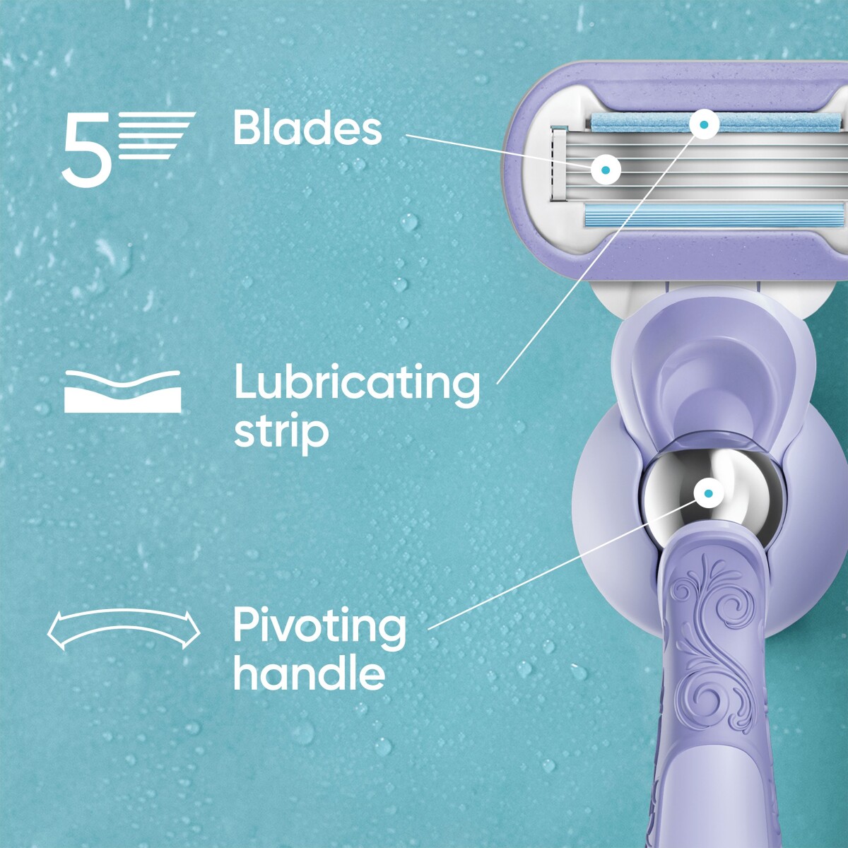 Venus - Gillette Venus Extra Smooth Swirl Barberblade - Purplewhite - 6 Stk