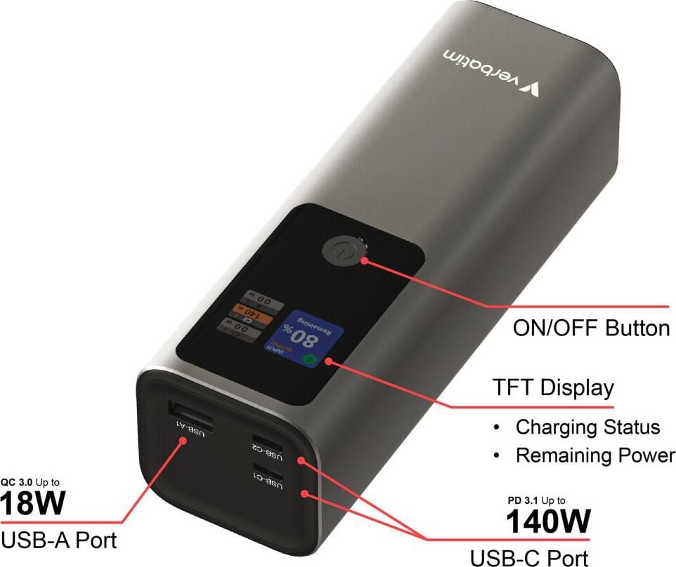 Verbatim - Charge N Go Power Bank 27000Mah 183W