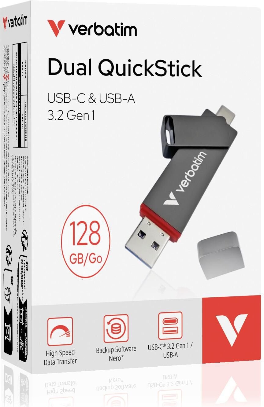 Verbatim - Dual Quickstick 128Gb Usb Drive Usb-Ausb-C Usb 32 Gen