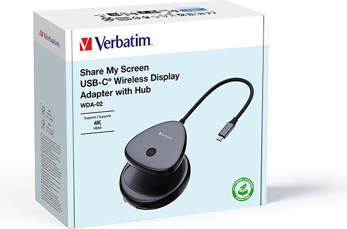 Verbatim - Share My Screen Usb-C Wireless Display Adapter 4K Whub